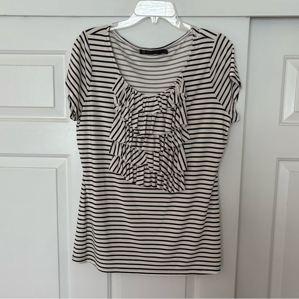 Outback Red Striped Ruffle Top